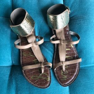 Sam Edelman Gold ankle cuff gladiator sandals- 9.5